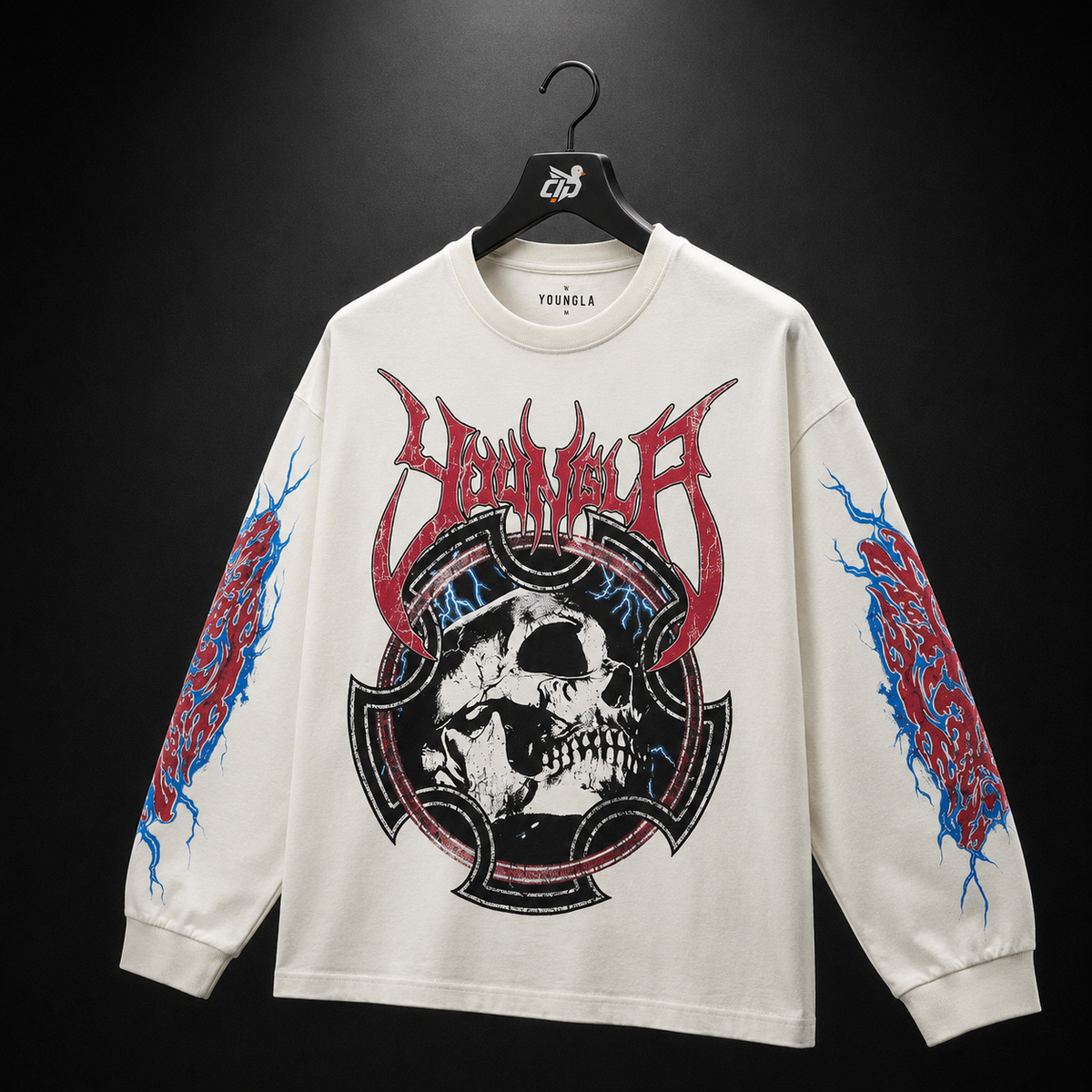 YoungLA 8012 Outcast Longsleeves Beige, vista trasera — Crazy!Duck Hype