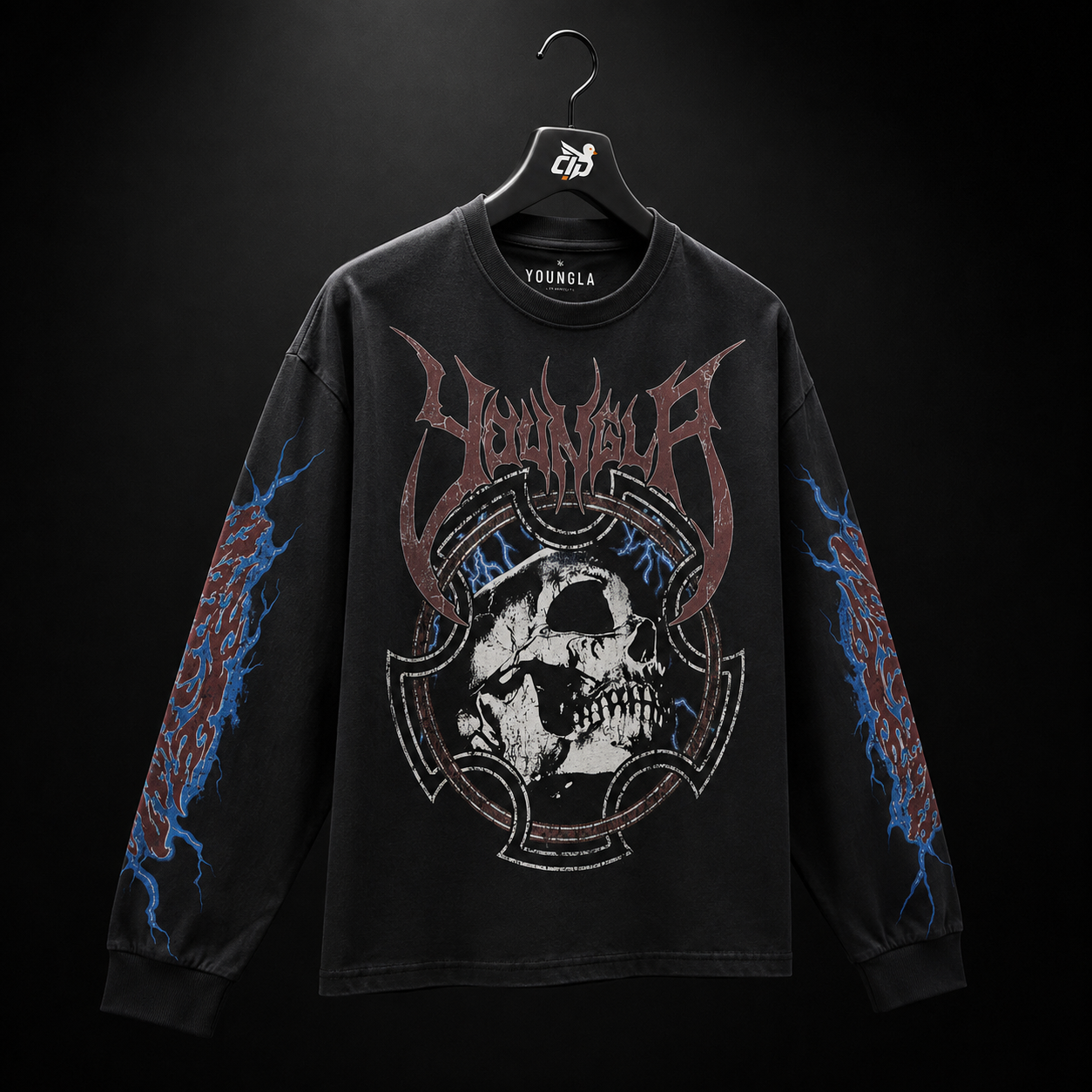 YoungLA 8012 Outcast Longsleeves Black, vista completa — Crazy!Duck Hype