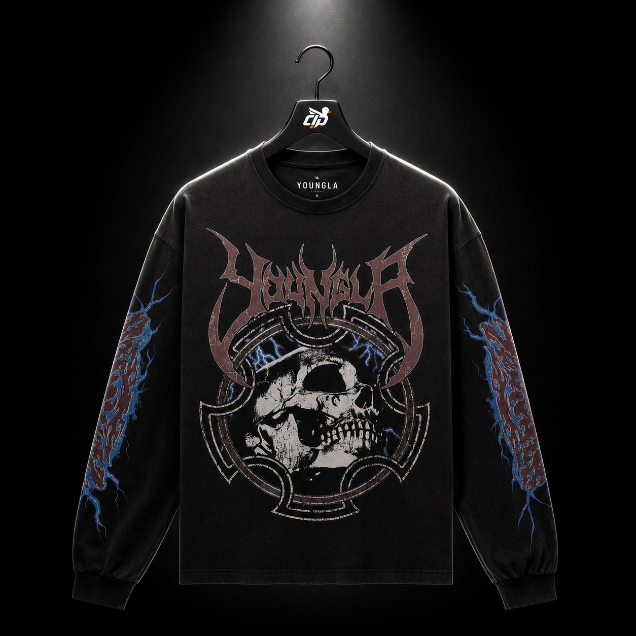 YoungLA 8012 Outcast Longsleeves Black, vista frontal — Crazy!Duck Hype