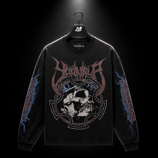 YoungLA 8012 Outcast Longsleeves Black, vista frontal — Crazy!Duck Hype