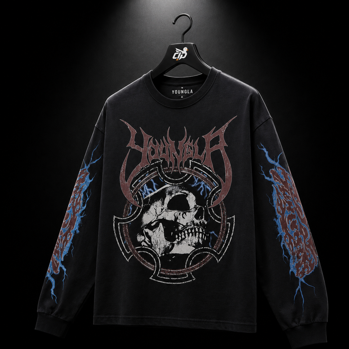 YoungLA 8012 Outcast Longsleeves Black, vista trasera — Crazy!Duck Hype