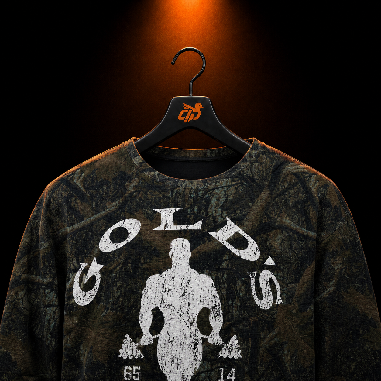 YoungLA 8047 Golds Gym Thermal LongsLeeves Dark Tree Camo con presentación de producto — Crazy!Duck Hype