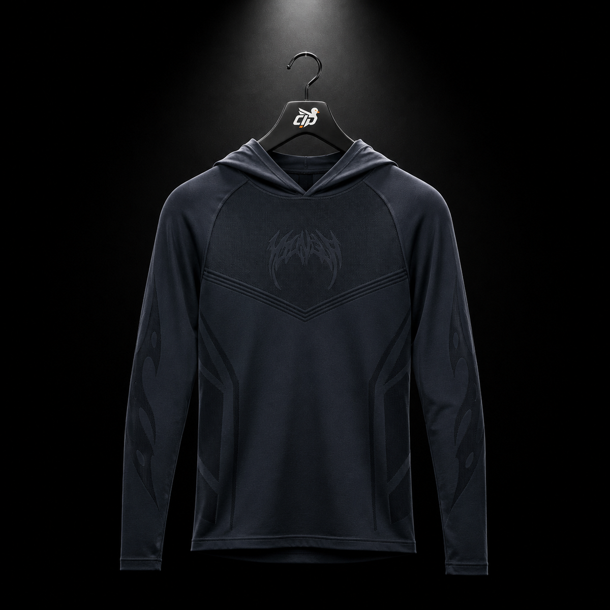YoungLA 8062 Warrior Compression Hoodies Black, vista frontal — Crazy!Duck Hype