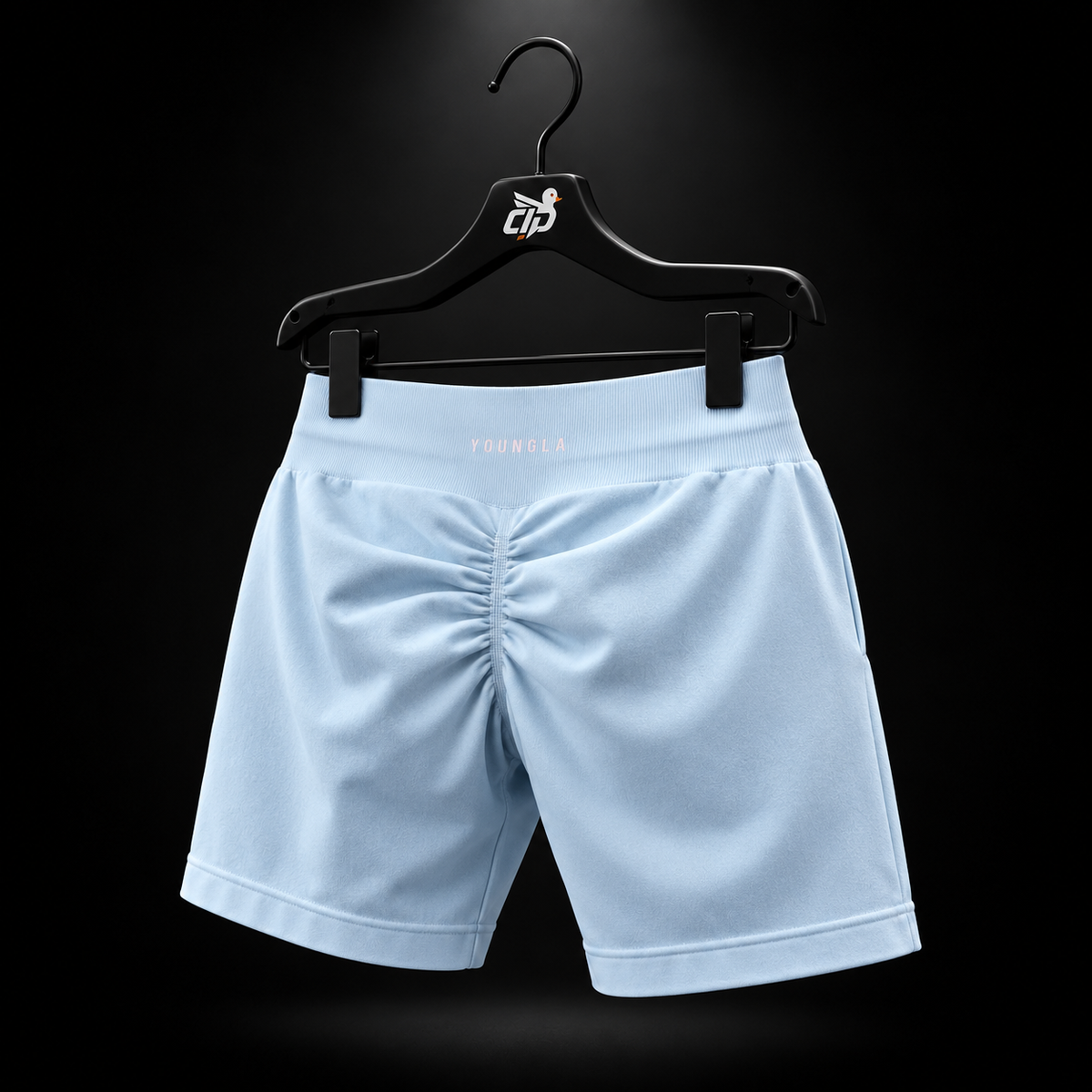YoungLA W164 Core Luxe Shorts Seafoam Blue, vista trasera — Crazy!Duck Hype