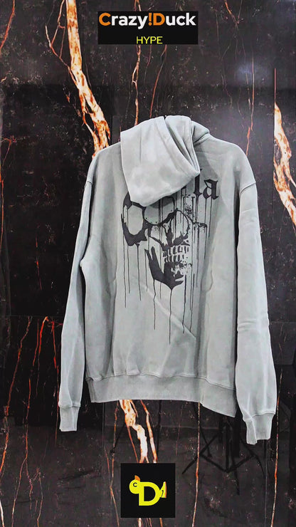 551 - Drippy Skull Hoodie (Grey)