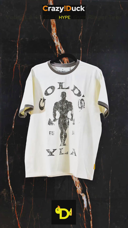 4009 - Golds Gym Ringer Tees (Beige)