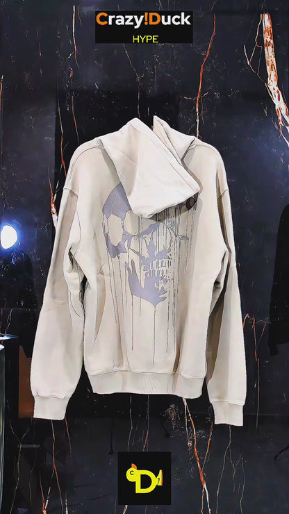 551 - Drippy Skull Hoodie (Beige)